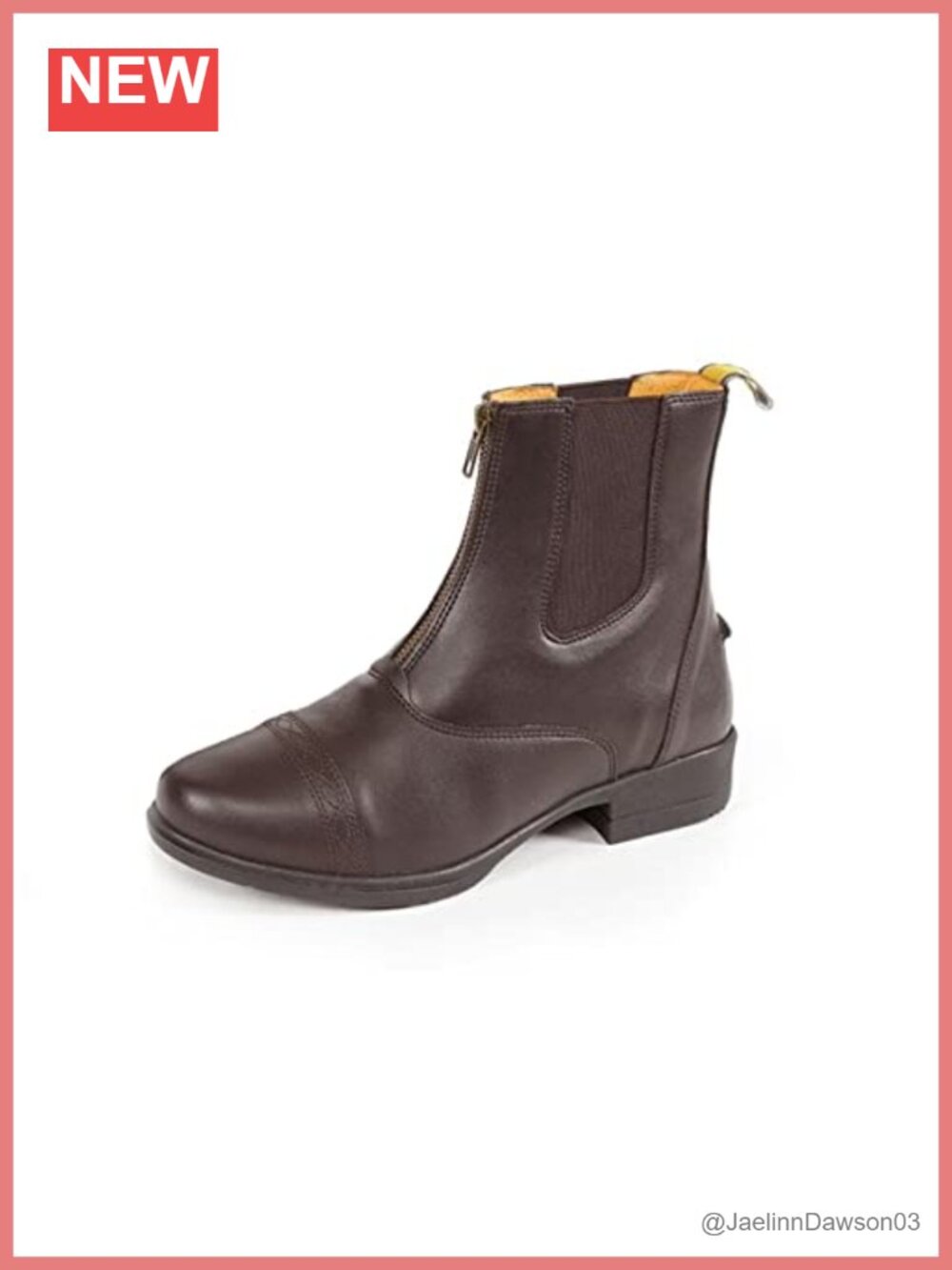 Faux Leather Zip Ankle Boots Round Toe Equestrian